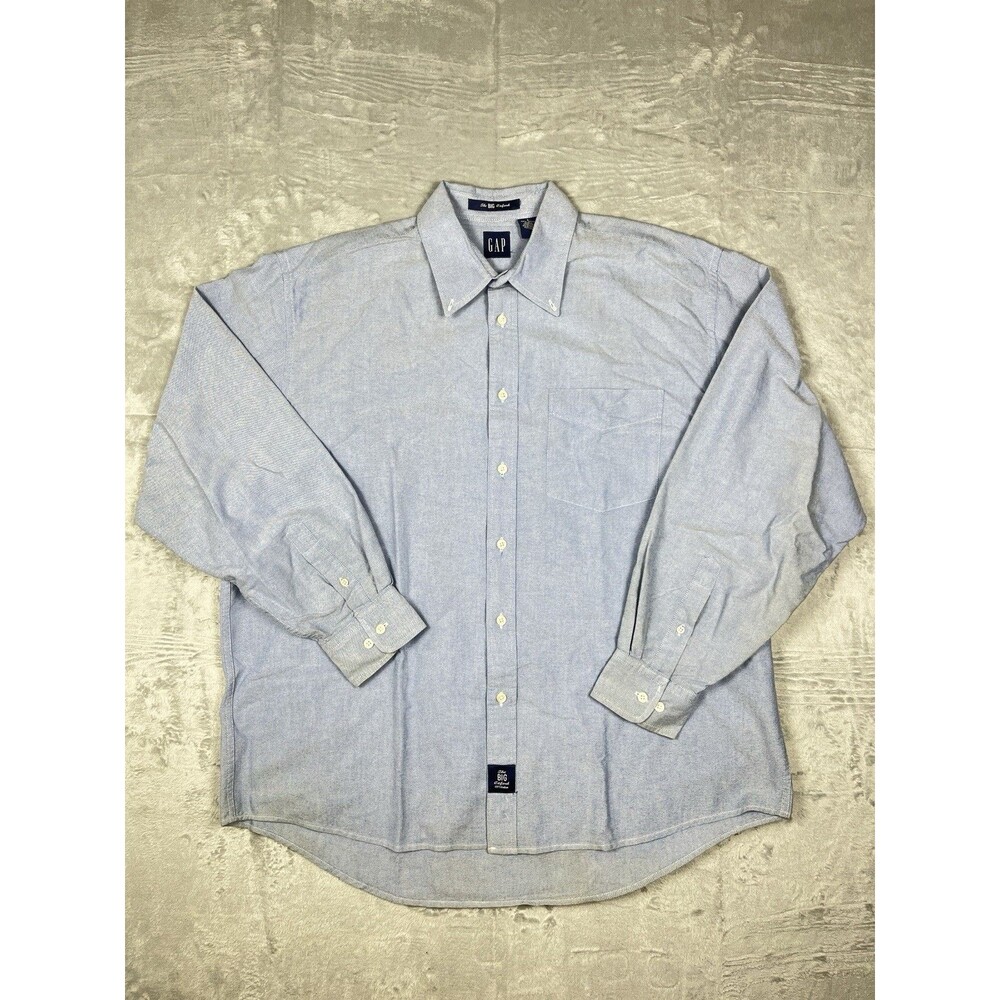 Vintage 90s Gap The Big Oxford Button Down Shirt Men's L Blue Long Sleeve Cotton